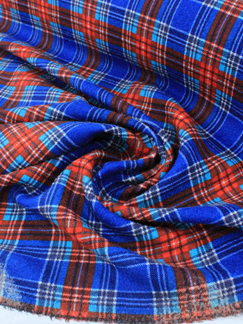 Tecido Tweed Italiano Xadrez Azul e Vermelho