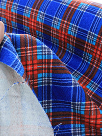 Tecido Tweed Italiano Xadrez Azul e Vermelho