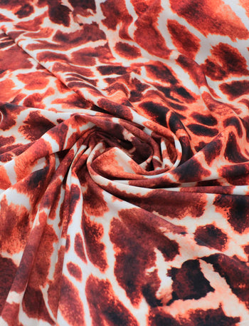 Tecido Viscose Italiana Macro Animal Print Tons de Ferrugem