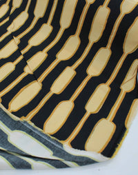 Tecido Viscose Italiana Cordas Abstratas Preto e Tons de Amarelo