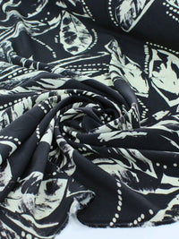 Tecido Viscose Italiano Macro Folhagens Sépia