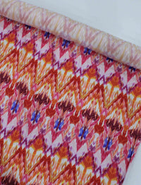 Tecido Viscose Italiana Chevron Étnico Tons de Rosa