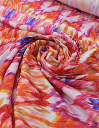 Tecido Viscose Italiana Chevron Étnico Tons de Rosa