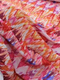 Tecido Viscose Italiana Chevron Étnico Tons de Rosa