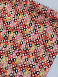 Tecido Viscose Italiano Anéis Tons de Vermelho