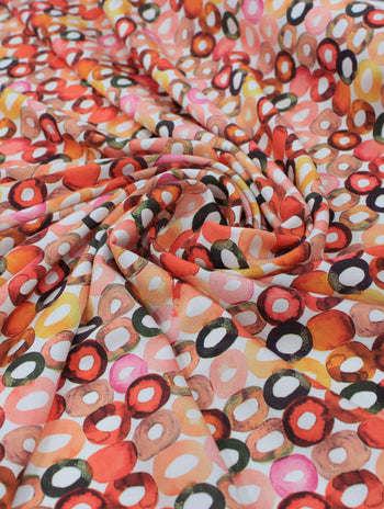 Tecido Viscose Italiano Anéis Tons de Vermelho