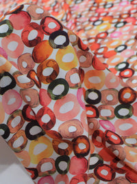 Tecido Viscose Italiano Anéis Tons de Vermelho