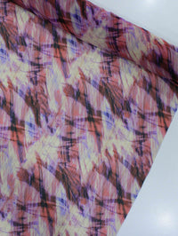 Tecido Crepe Chiffon Italiano com Lurex Abstrato Tons de Rosa
