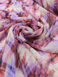 Tecido Crepe Chiffon Italiano com Lurex Abstrato Tons de Rosa