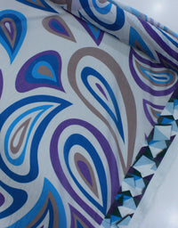 Tecido Cambraia de Algodão Italiano Macro Pingos Tons de Azul e Roxo