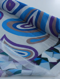 Tecido Cambraia de Algodão Italiano Macro Pingos Tons de Azul e Roxo