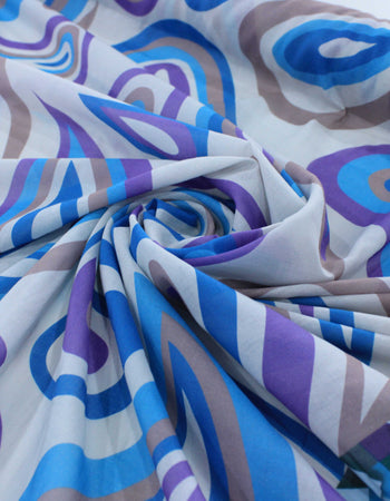 Tecido Cambraia de Algodão Italiano Macro Pingos Tons de Azul e Roxo
