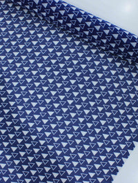 Tecido Crepe Chiffon Italiano Micro Triângulos Azul Marinho