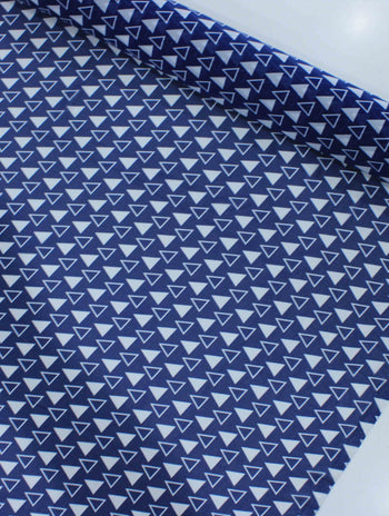 Tecido Crepe Chiffon Italiano Micro Triângulos Azul Marinho