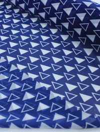 Tecido Crepe Chiffon Italiano Micro Triângulos Azul Marinho