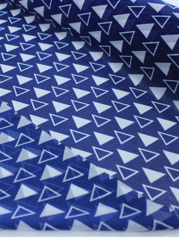 Tecido Crepe Chiffon Italiano Micro Triângulos Azul Marinho