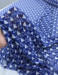 Tecido Crepe Chiffon Italiano Micro Triângulos Azul Marinho