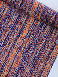 Tecido Linho Misto Italiano Listras Abstratas Azul e Laranja