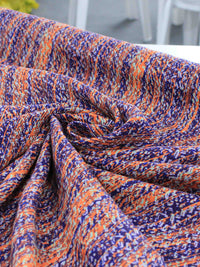 Tecido Linho Misto Italiano Listras Abstratas Azul e Laranja