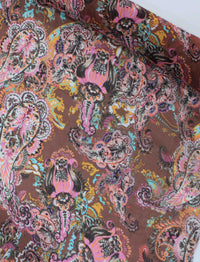 Tecido Crepe Chiffon Italiano Macro Cashmere Rosa e Marrom