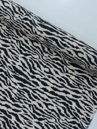 Tecido Viscose Italiano Animal Print Zebra Preto e Bege