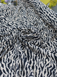 Tecido Viscose Italiano Animal Print Zebra Preto e Bege