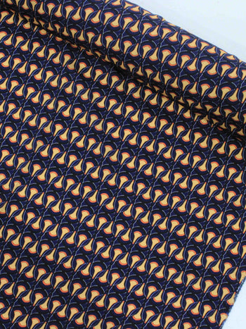 Tecido Crepe Italiano Arcos Amarelo e Azul