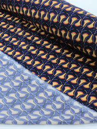 Tecido Crepe Italiano Arcos Amarelo e Azul