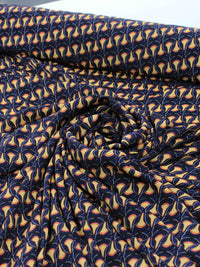 Tecido Crepe Italiano Arcos Amarelo e Azul