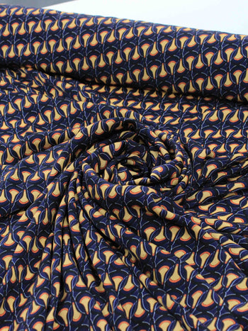 Tecido Crepe Italiano Arcos Amarelo e Azul