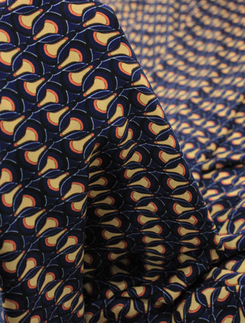 Tecido Crepe Italiano Arcos Amarelo e Azul