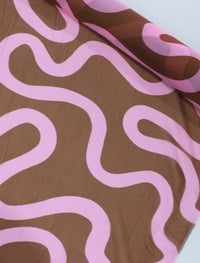 Tecido Crepe Chiffon Italiano Macro Riscos Rosa e Marrom