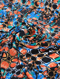 Tecido Crepe Chiffon Italiano Poá e Geométrico Abstrato Colorido