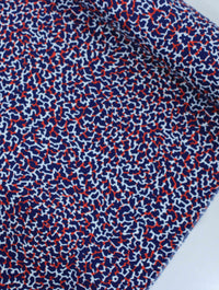 Tecido Tricoline Italiano Animal Print Azul e Vermelho