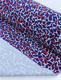 Tecido Tricoline Italiano Animal Print Azul e Vermelho