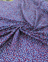 Tecido Tricoline Italiano Animal Print Azul e Vermelho