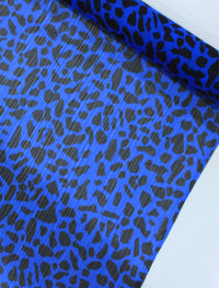 Tecido Crepe Chiffon Italiano Animal Print Azul e Preto