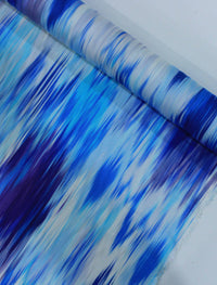 Tecido Viscose Italiano Pintura Abstrata Tons de Azul