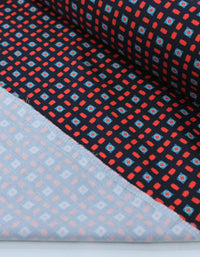 Tecido Tricoline Italiano Geométrico Vermelho, Azul e Preto