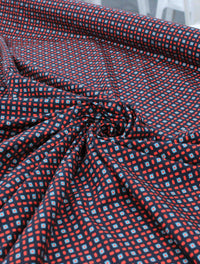 Tecido Tricoline Italiano Geométrico Vermelho, Azul e Preto