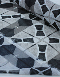 Tecido Crepe Chiffon Italiano Geométrico Cinza e Preto