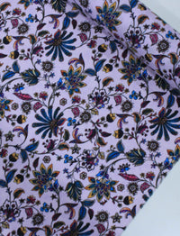 Tecido Crepe Italiano Flores Lavanda