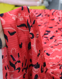 Tecido Crepe Silk Italiano Flores em Vermelho