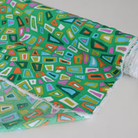 Tecido Viscose Italiana Geométrico Irregular Verde