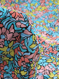 Tecido Viscose Mista com Poliamida Floral Colorido