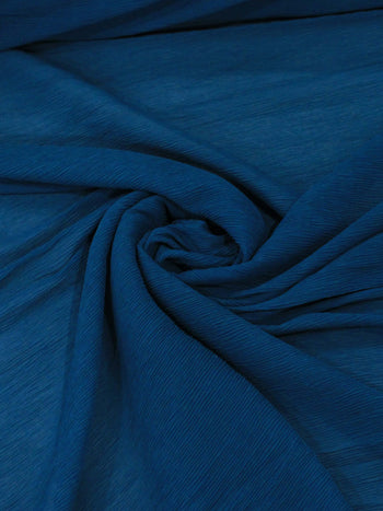 Tecido Crepe Plissado Azul Petróleo
