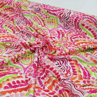 Tecido Viscose Italiana Pintura Abstrata Rosa e Verde
