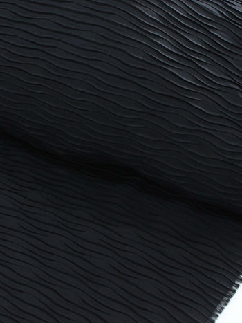 Tecido Crepe Plissado Ondas Preto