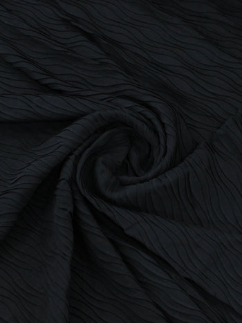 Tecido Crepe Plissado Ondas Preto
