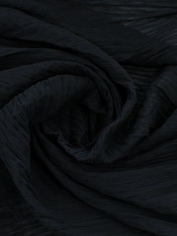 Tecido Crepe Plissado Tranças Preto